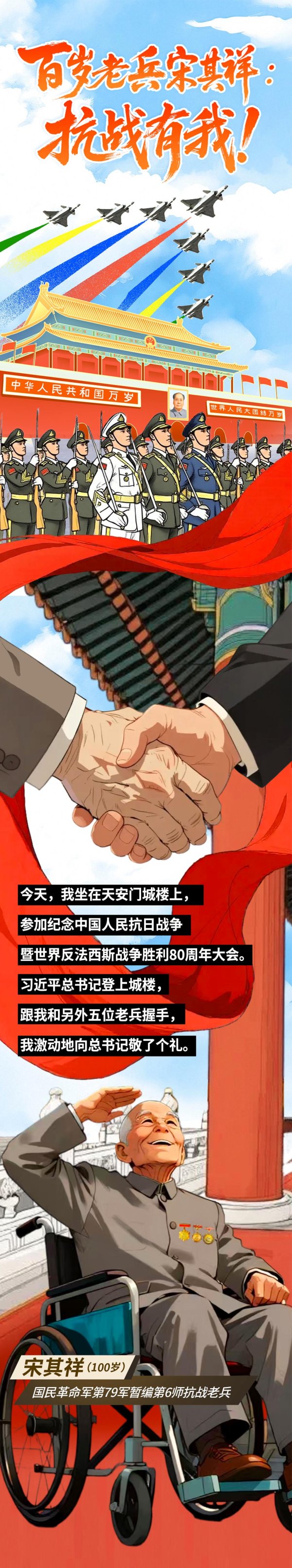 旭阳配资 手绘长图丨百岁老兵宋其祥： 抗战有我！