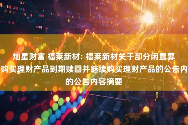 灿星财富 福莱新材: 福莱新材关于部分闲置募集资金购买理财产品到期赎回并继续购买理财产品的公告内容摘要